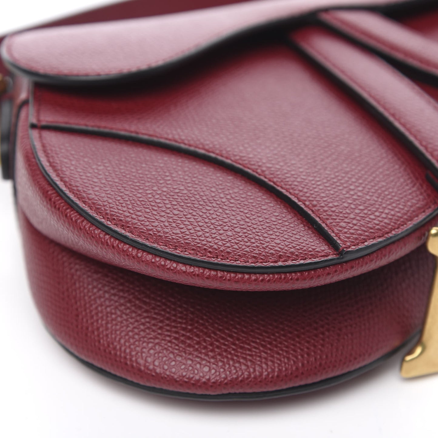 Grained Calfskin Mini Saddle Bag Red