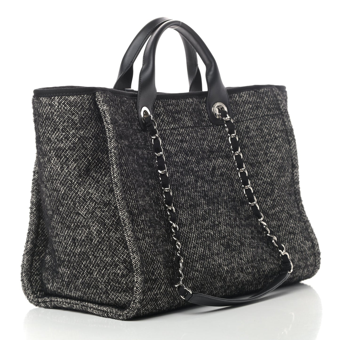 Mixed Fibers Calfskin Medium Deauville Tote Black