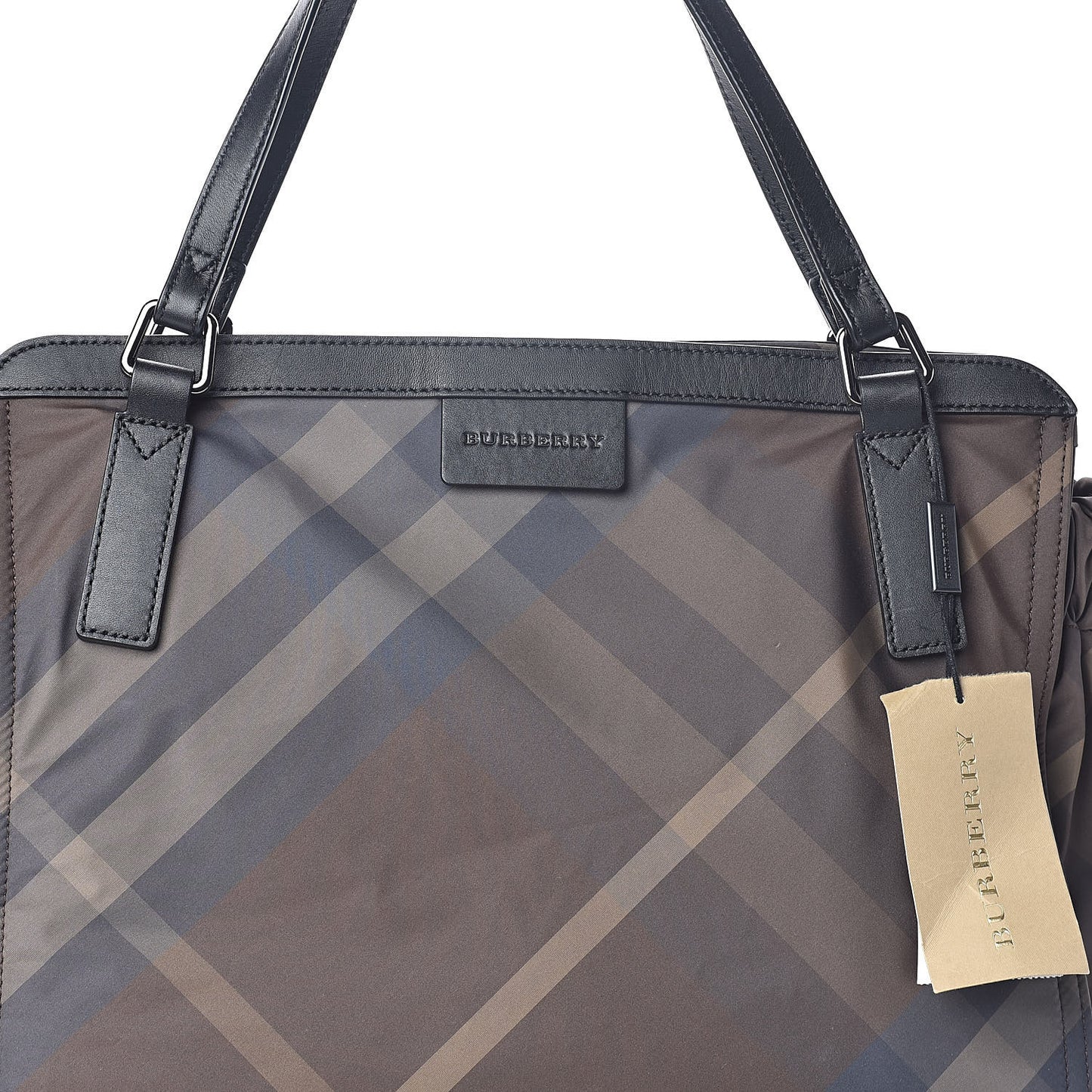 Nylon Check Small Buckleigh Packable Tote Birch Grey