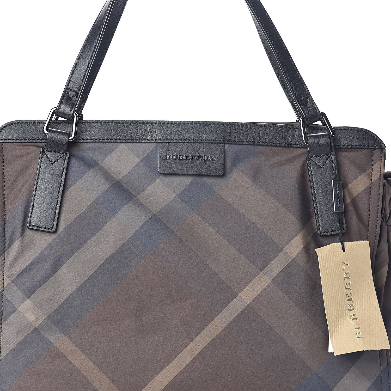 Burberry Nylon Check Small Buckleigh Packable Tote Birch Grey 7 of 9