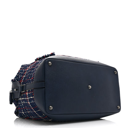 Chanel Tweed Large Trip Bowling Bag  Navy Burgundy 4 of 10