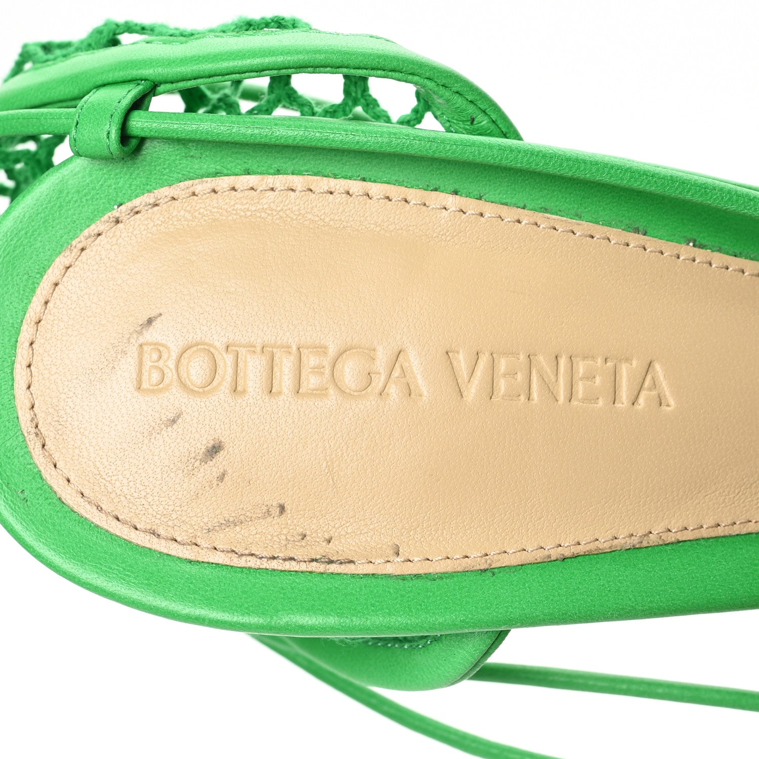 Bottega Veneta Mesh Nappa Stretch Ankle Tie 90mm Sandals 39.5 Grass 6 of 7
