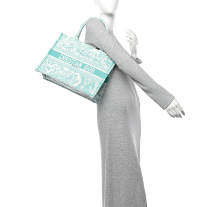 Christian Dior Canvas Embroidered Medium Dioriviera Toile De Jouy Book Tote Aquamarina 2 of 13