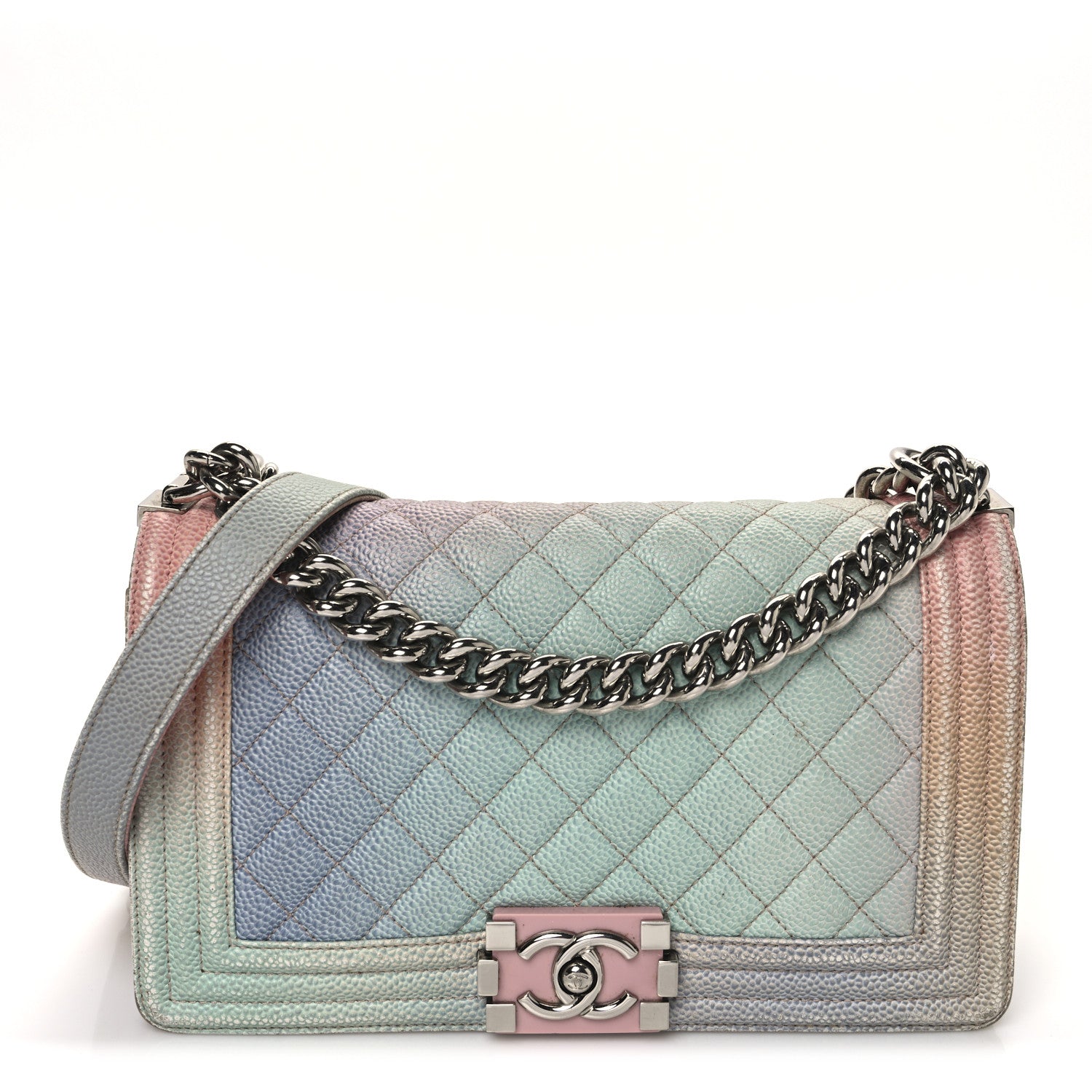 Chanel Caviar Quilted Medium Cuba Rainbow Boy Flap Pink Multicolor 1 of 11