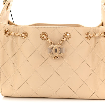 Chanel Caviar Quilted Mini Chanel 25 Handbag Beige 8 of 11