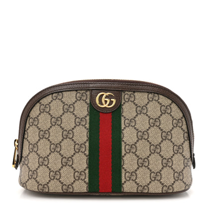 Gucci GG Supreme Monogram Textured Calfskin Web Large Ophidia Cosmetic Case Beige Ebony New Acero 1 of 7