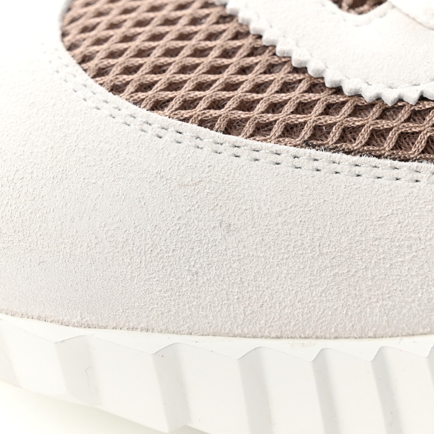 Hermes Air Mesh Suede Goatskin Bouncing Sneakers 36 Beige Argile White 9 of 12