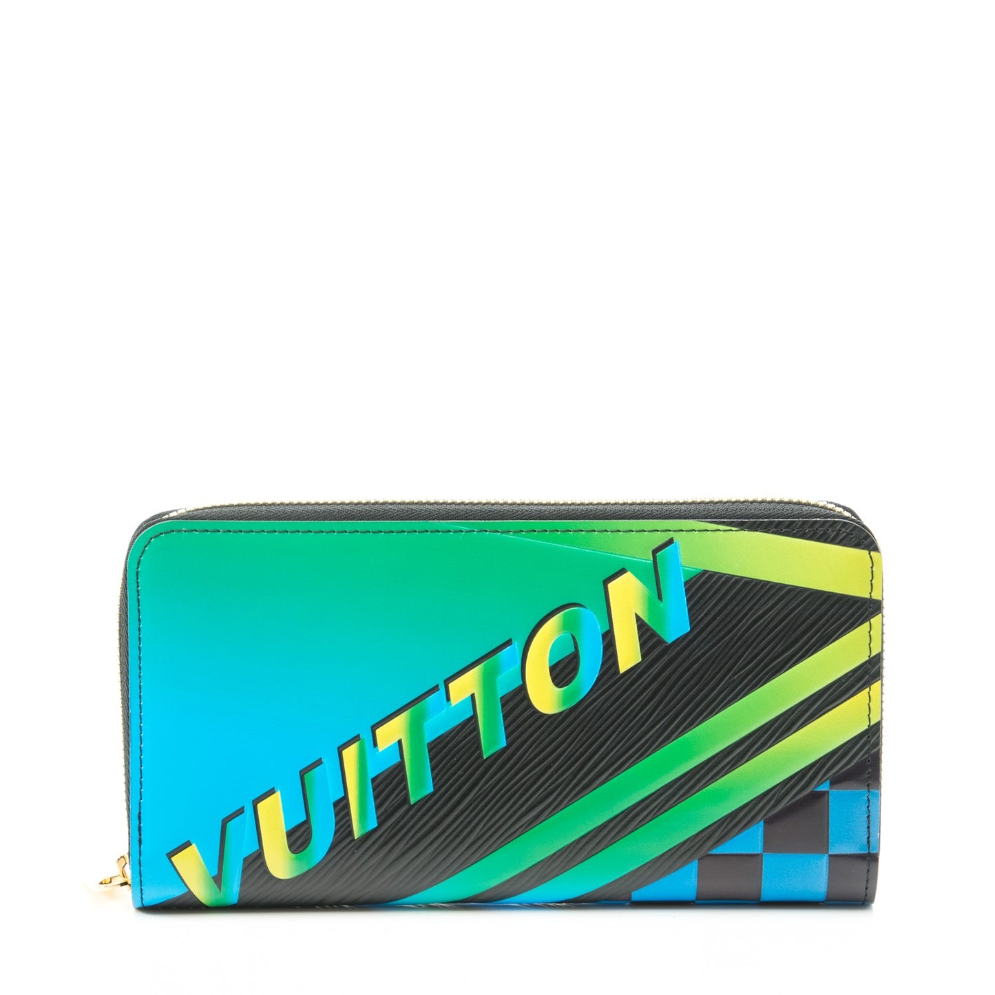 Epi Damier Race Zippy Wallet Blue Vert