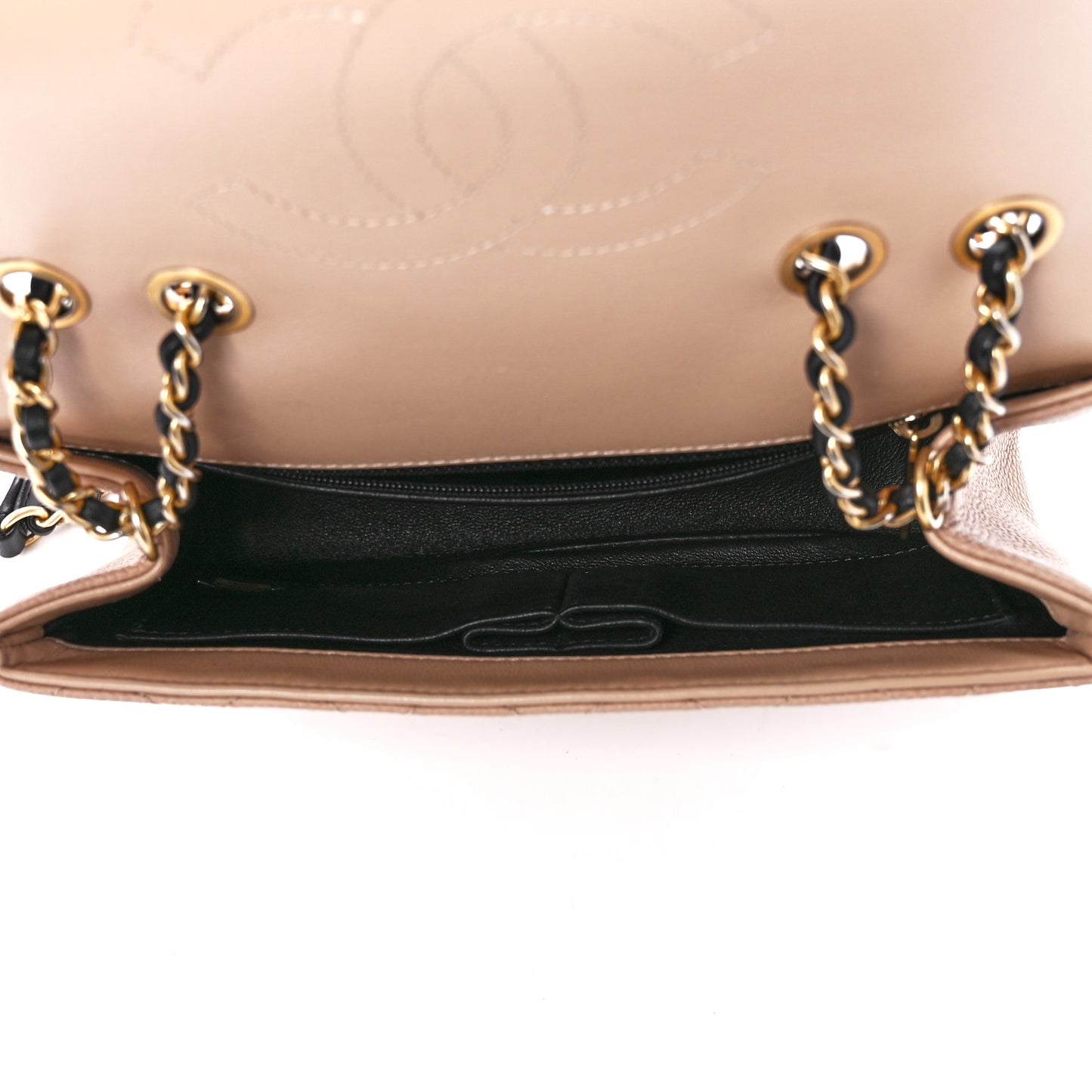Caviar Quilted Small CC Filigree Flap Beige Black