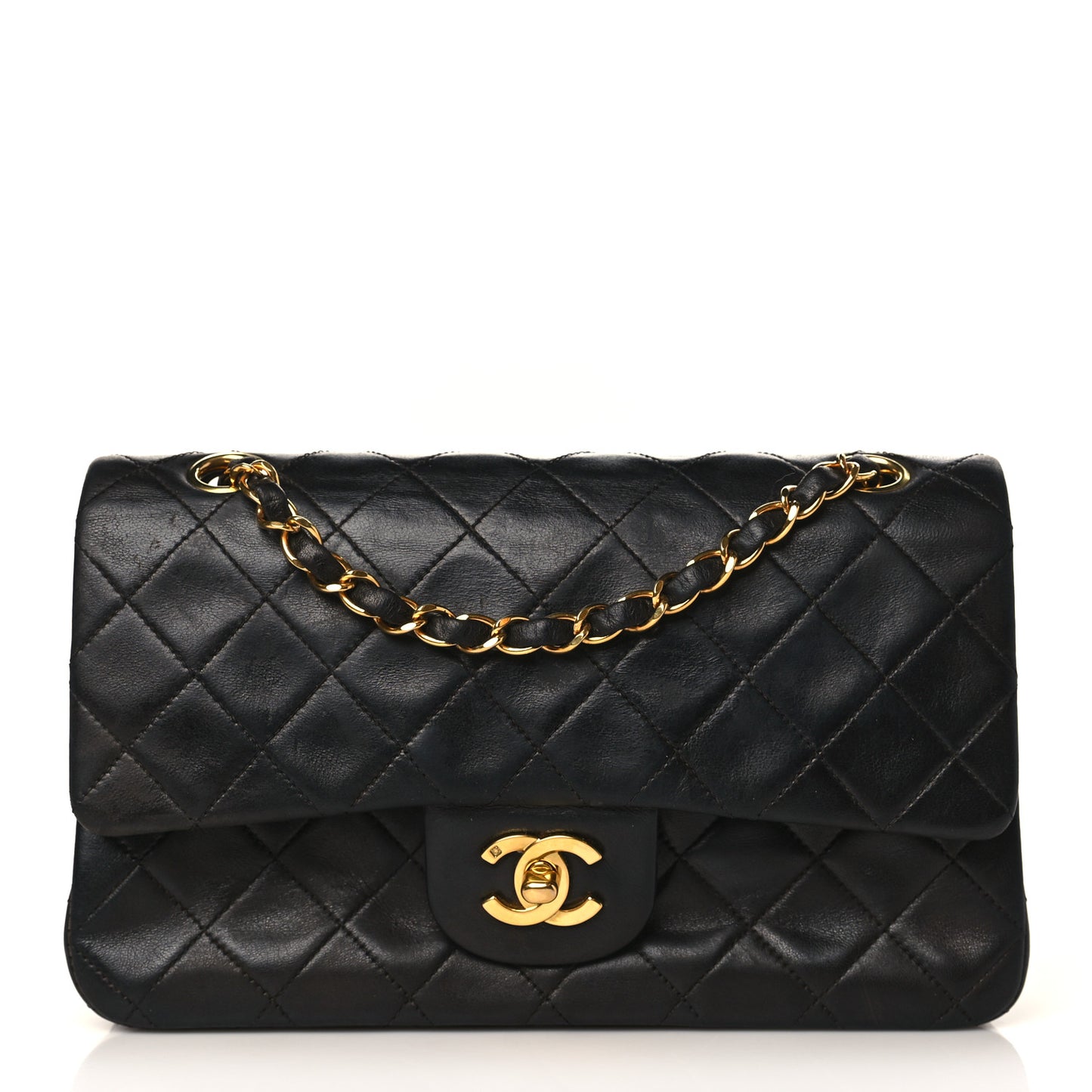 Lambskin Quilted Small Double Flap Black