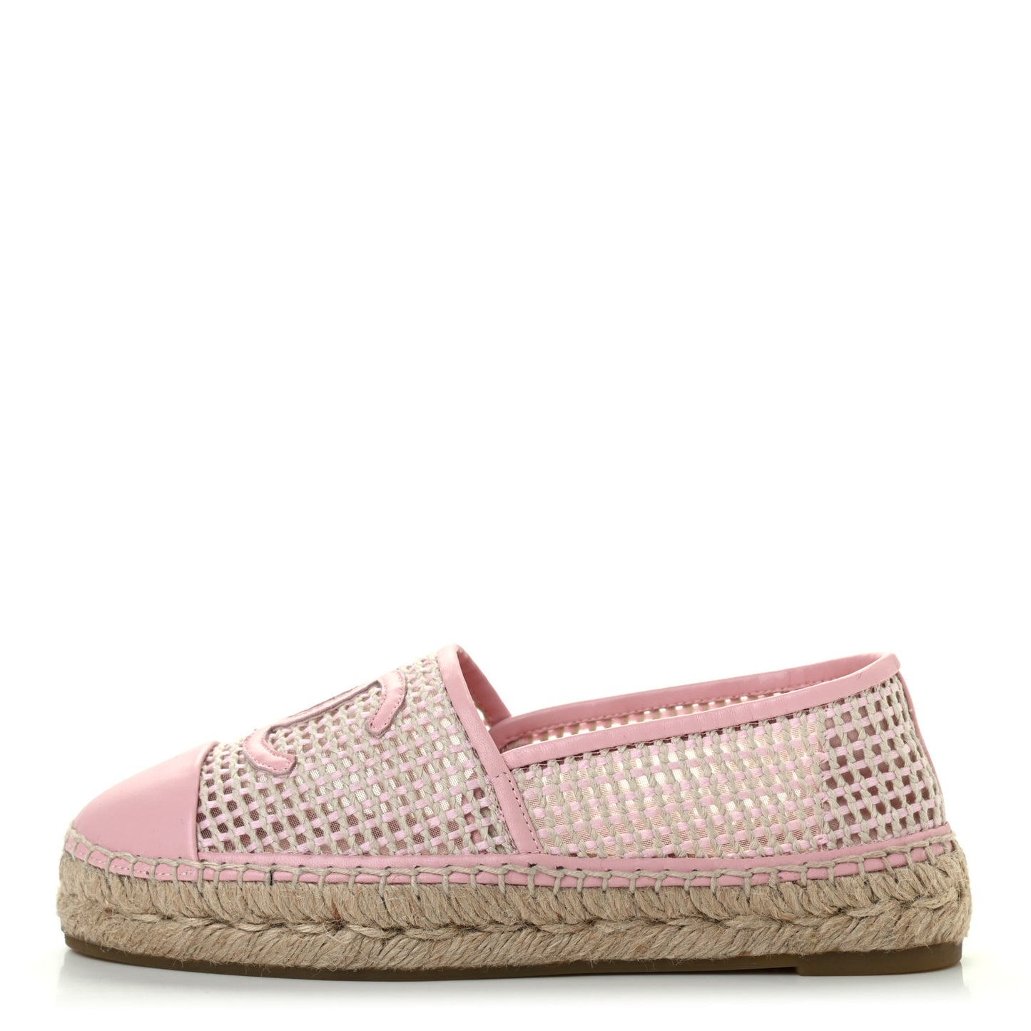Mesh Lambskin CC Espadrilles 37 Light Pink Beige