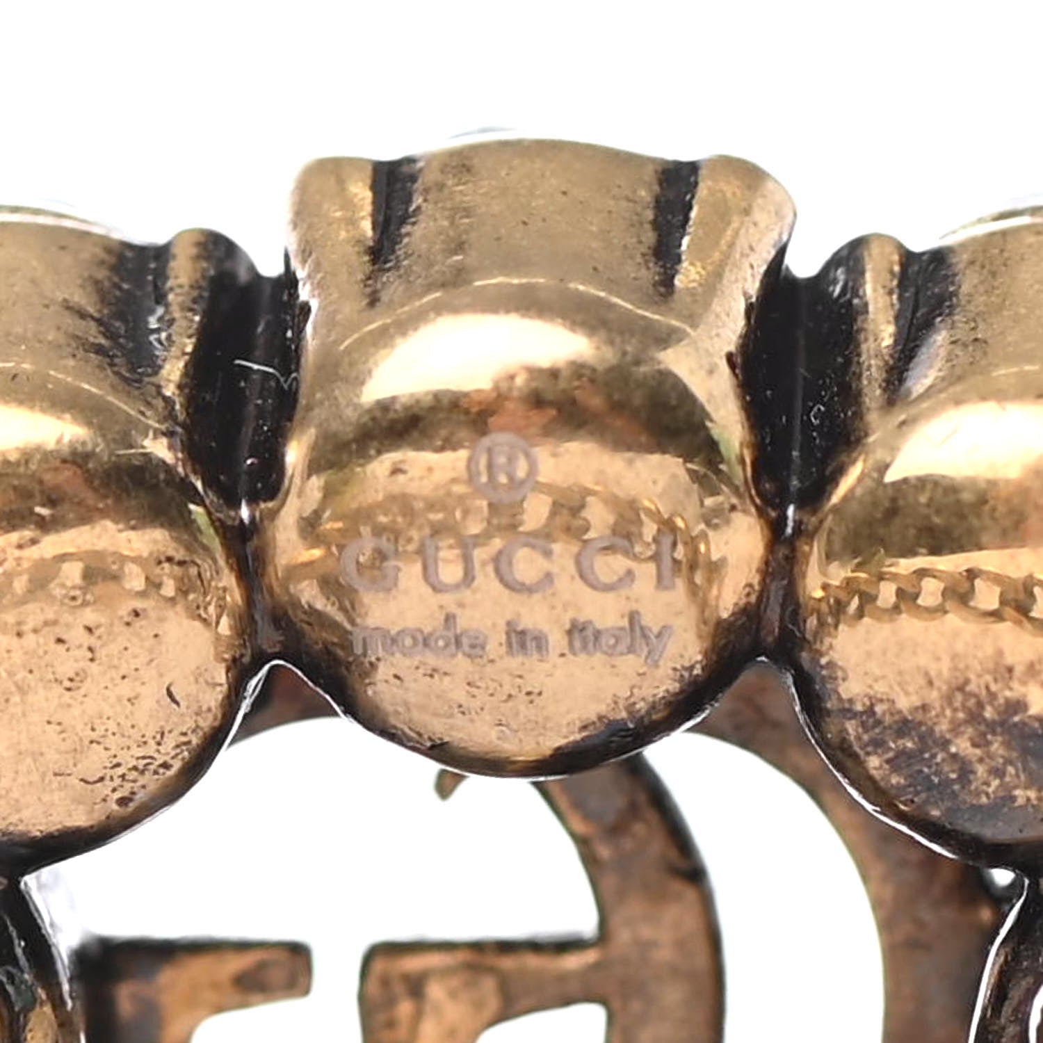 Gucci Metal Crystal Marmont Ring M Aged Gold 4 of 4