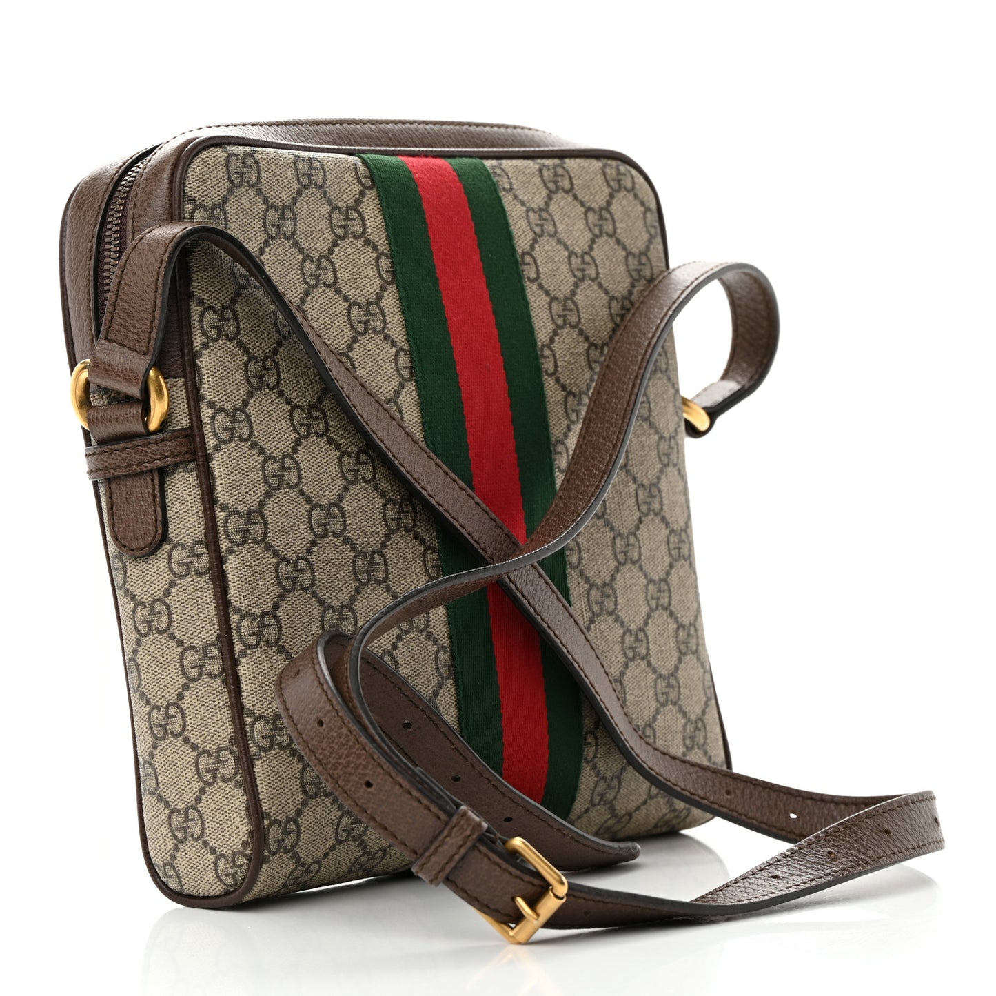 GG Supreme Monogram Web Small Ophidia Messenger Bag Brown