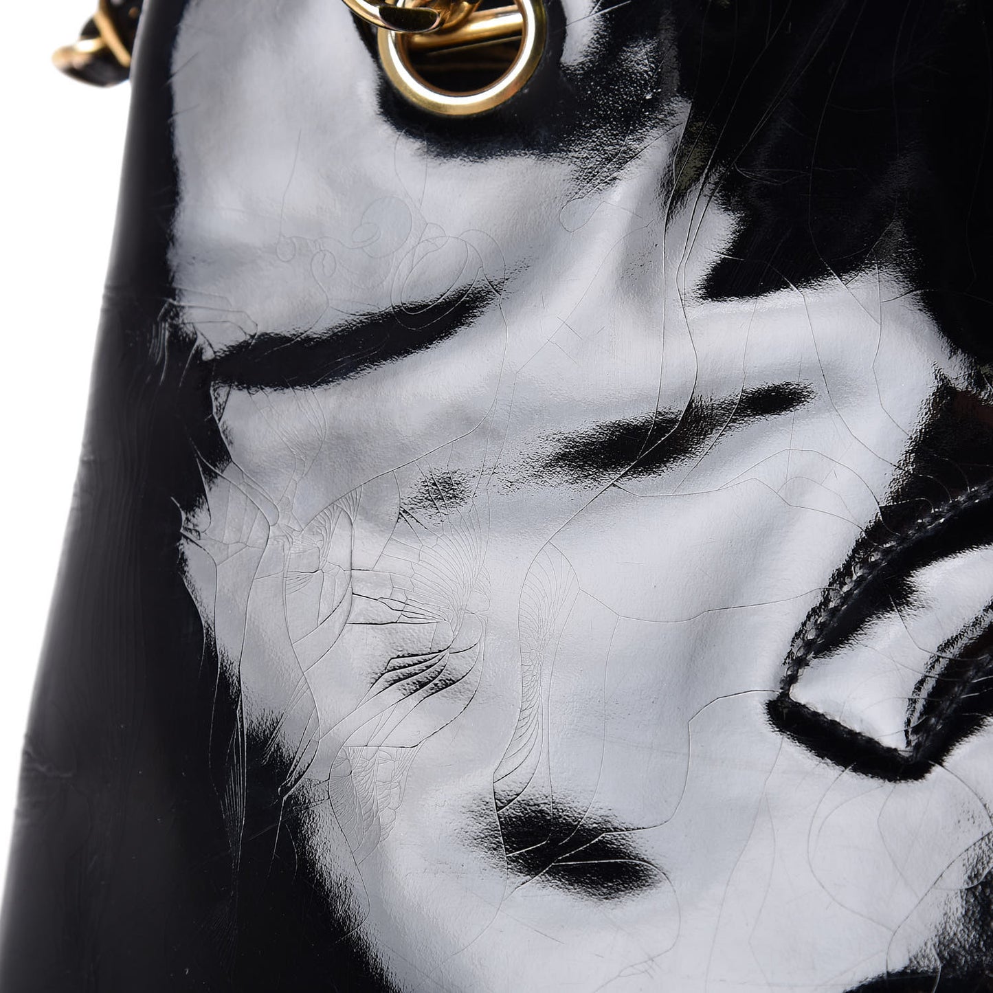 Patent CC Shoulder Bag Black