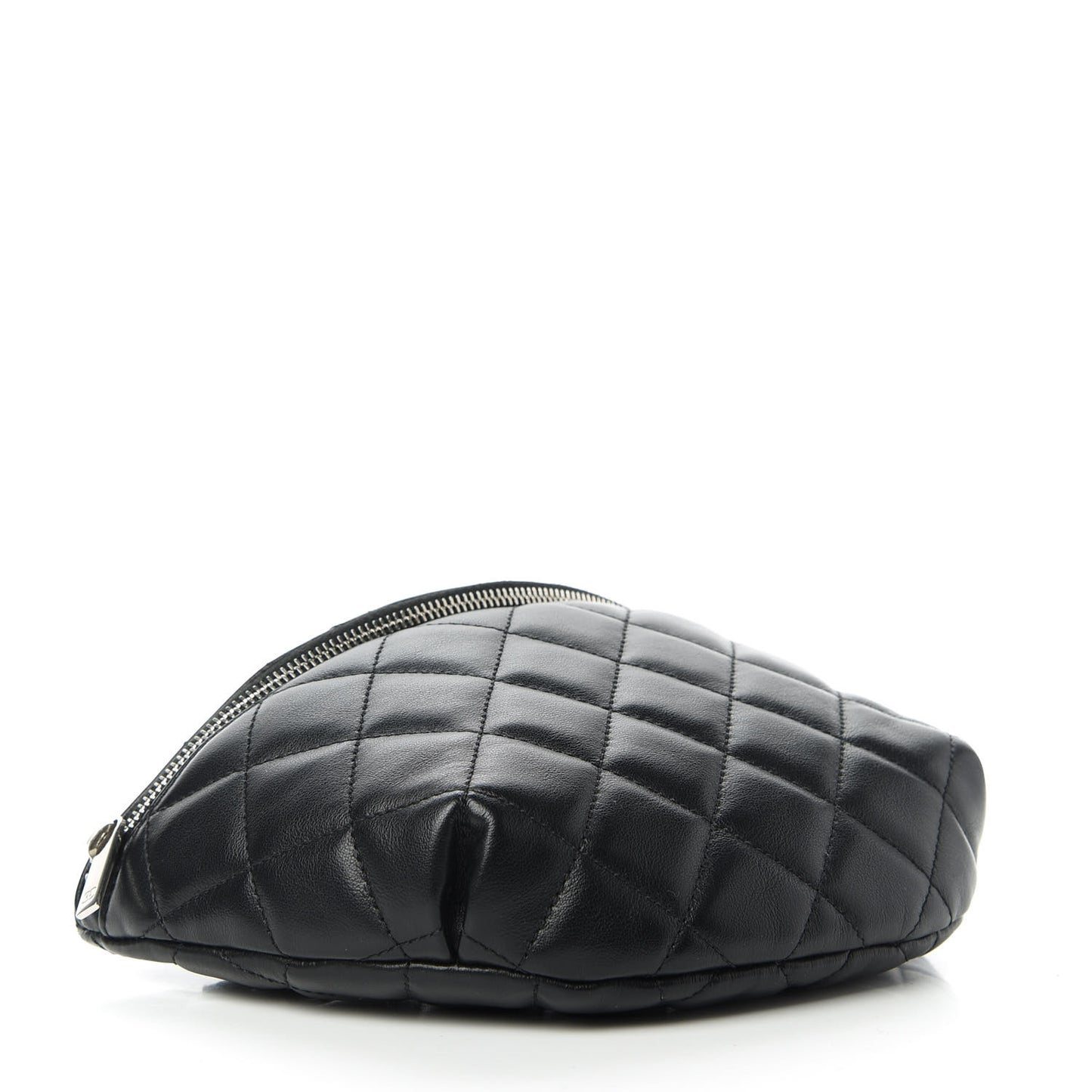 Lambskin Quilted Waist Belt Bag Black
