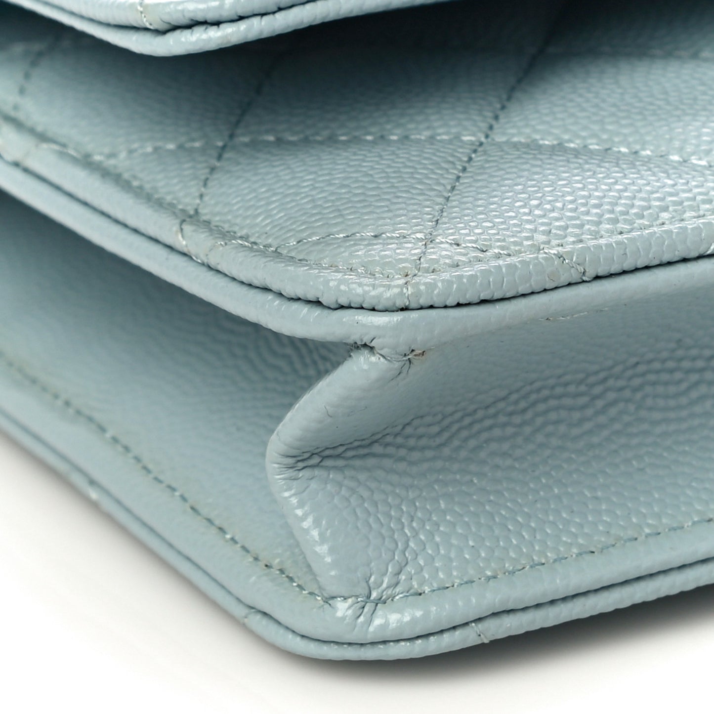 Caviar Quilted Wallet On Chain WOC Light Blue