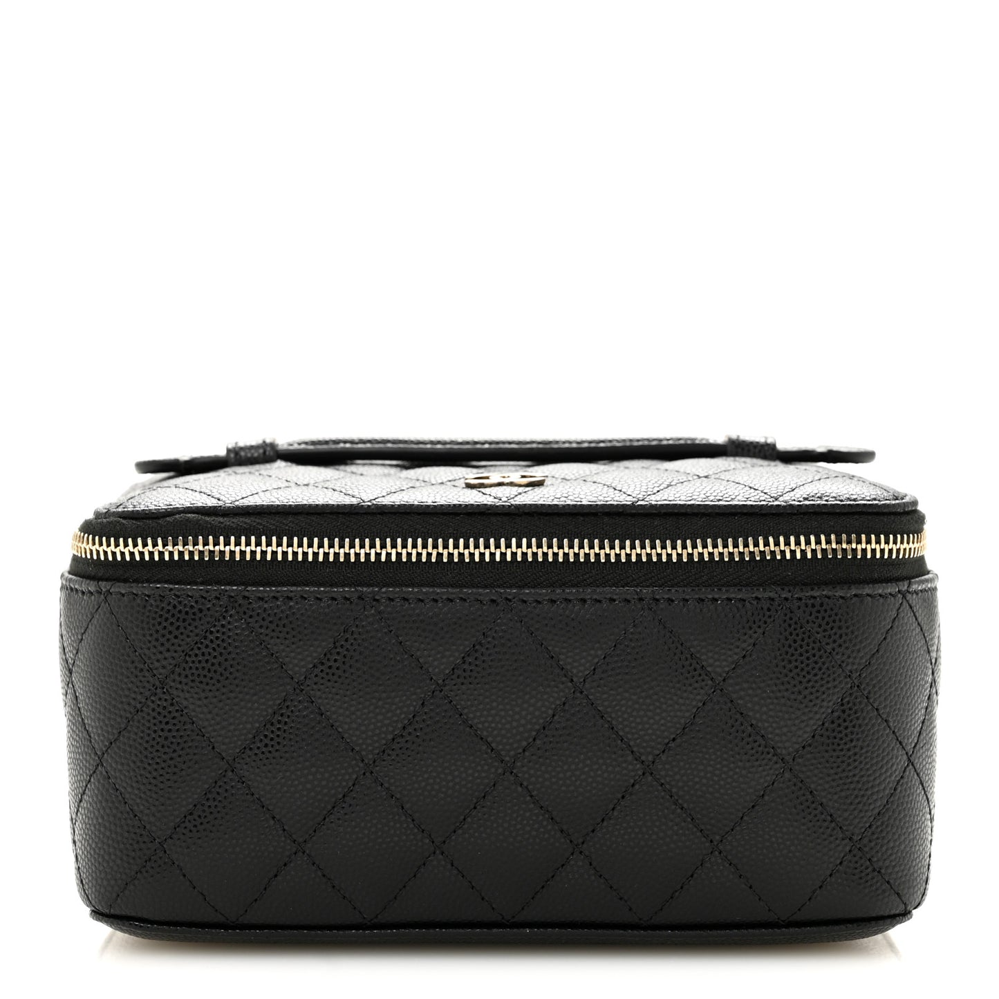 Caviar Quilted Top Handle Jewelry Case Black