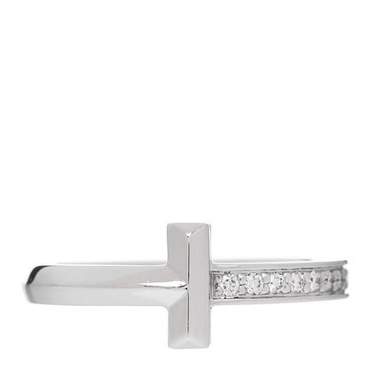 Tiffany 18K White Gold Diamond T T1 Ring 50 5.25 1 of 4