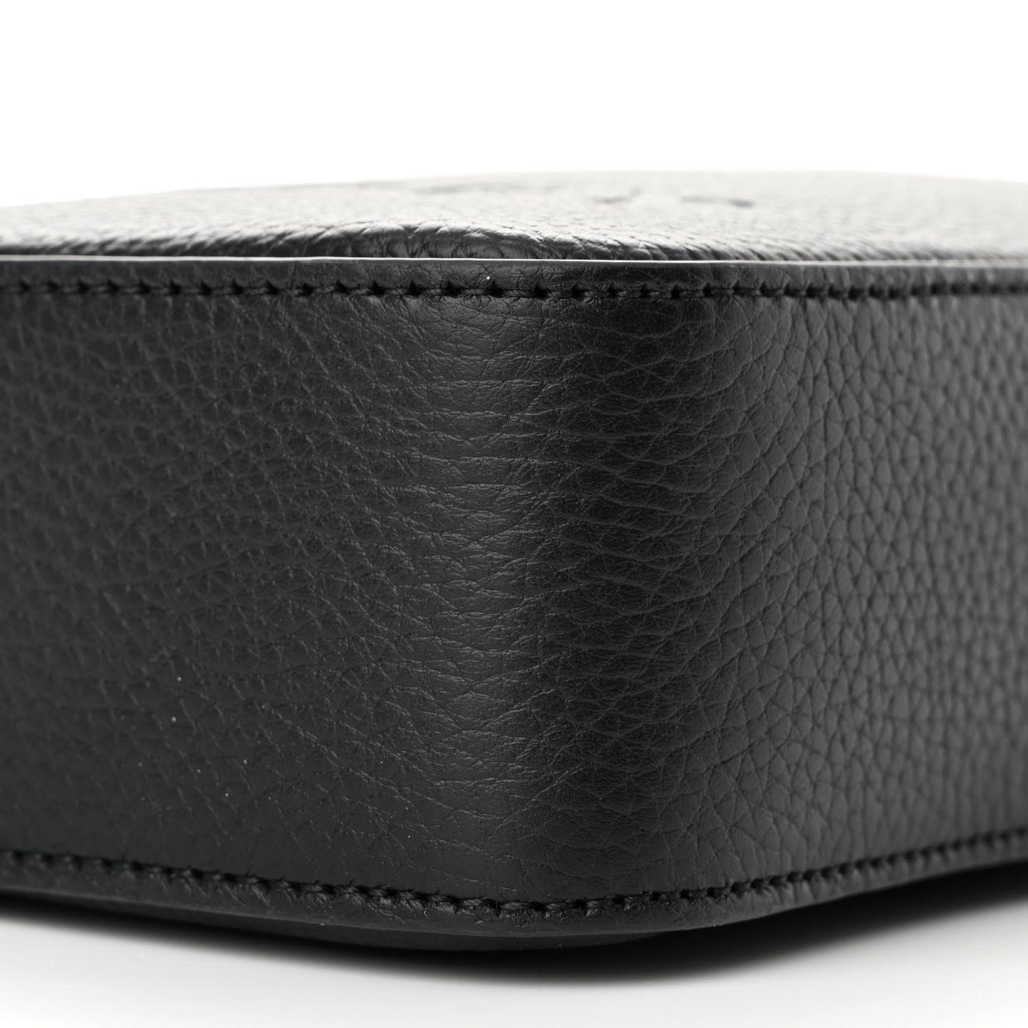 Grainy Calfskin Logo Embossed Crossbody Bag Black