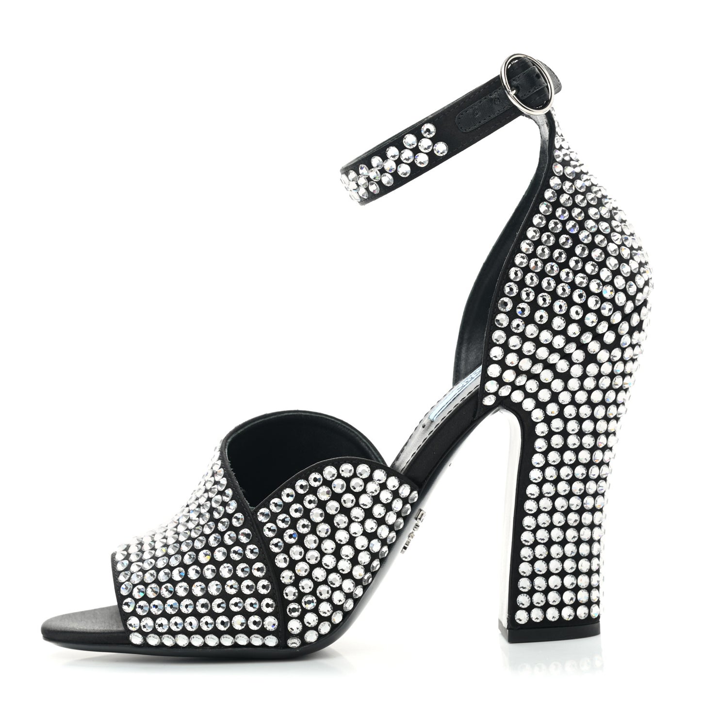 Satin Crystal Ankle Wrap 105mm Sandals 39 Cristal