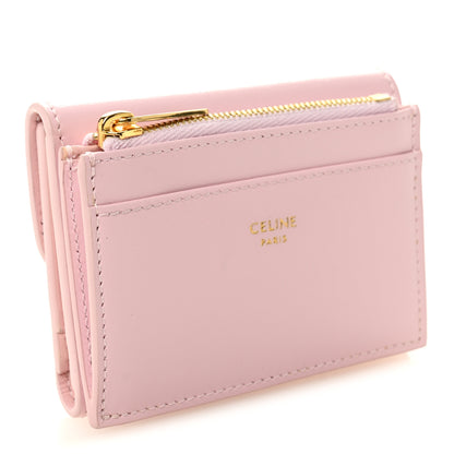 Celine Shiny Calfskin Compact Triomphe Wallet With Coin Purse Pink 3 of 10