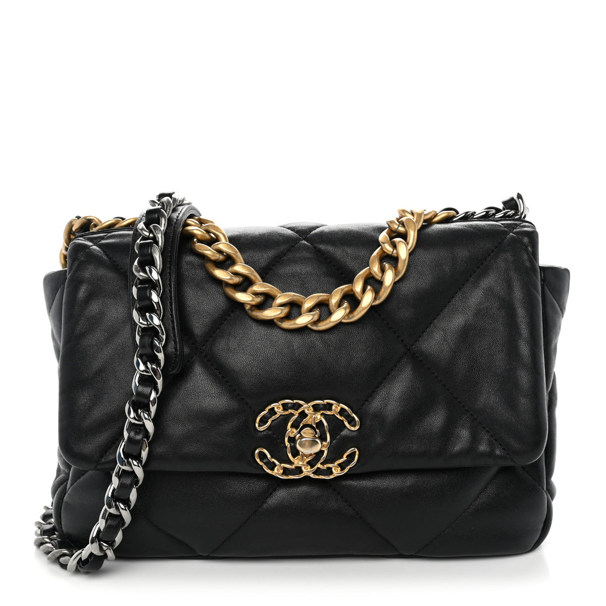 Lambskin Quilted Medium Chanel 19 Flap Black