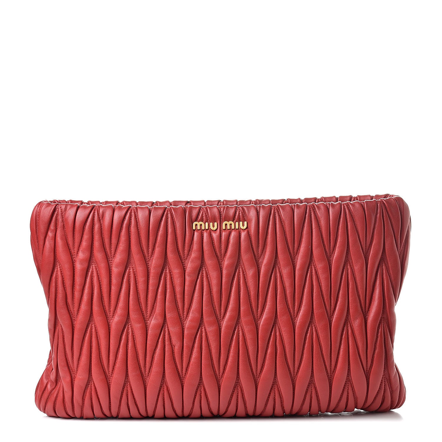Miu Miu Nappa Matelasse Clutch Fuoco 1 of 7