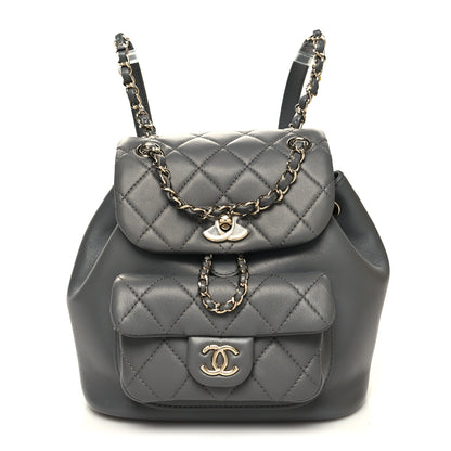Chanel Lambskin Quilted Small Duma Drawstring Backpack Grey 1 of 11