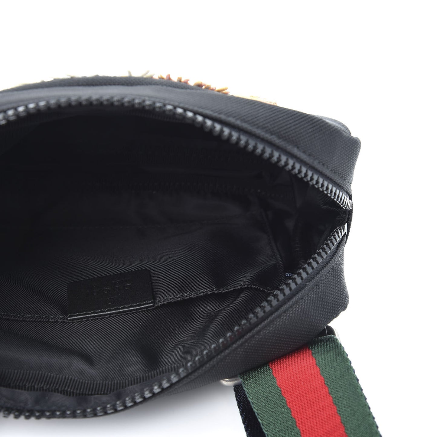 Canvas Web Tiger Embroidered Messenger Bag Black