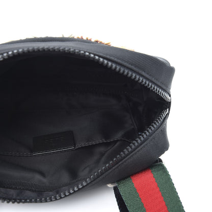 Gucci Canvas Web Tiger Embroidered Messenger Bag Black 6 of 9