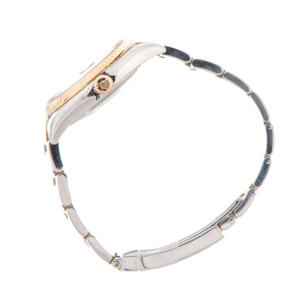 Rolex Stainless Steel 18K Everose Gold 36mm Oyster Perpetual Datejust Watch Black Sunburst Roman 116201 5 of 8