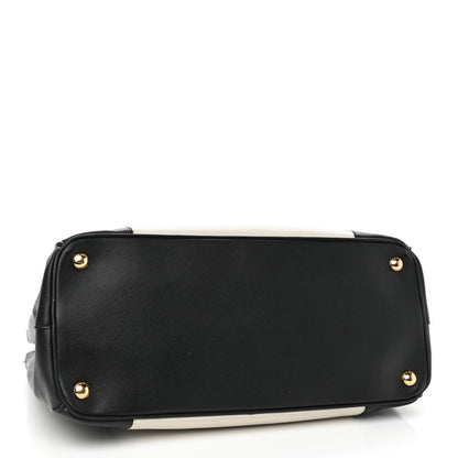 Prada Saffiano Lux Colorblock Medium Galleria Double Zip Tote Black Talco 4 of 11