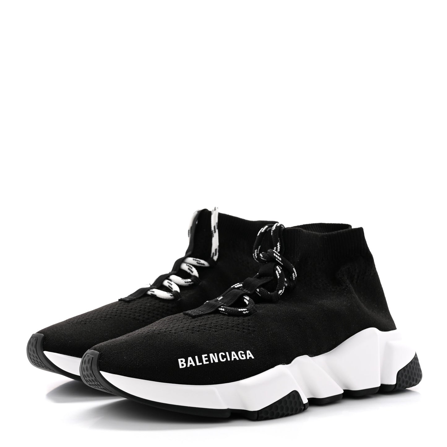 Recycled Knit Bi-Color Sole Womens Speed Lace Up Sneakers 37 Black White