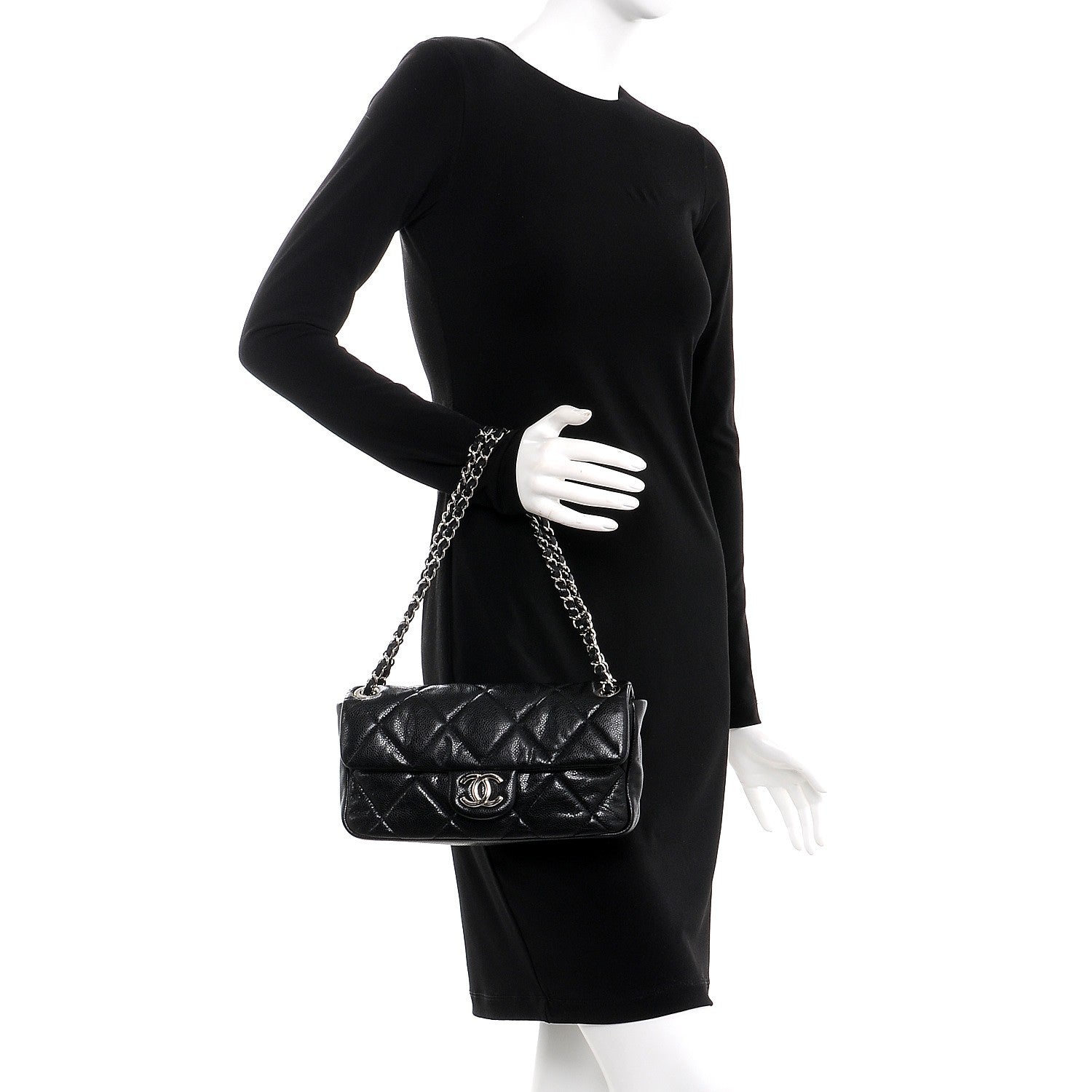Chanel Glazed Caviar Quilted Small Nature Flap Bag Black 2 of 8