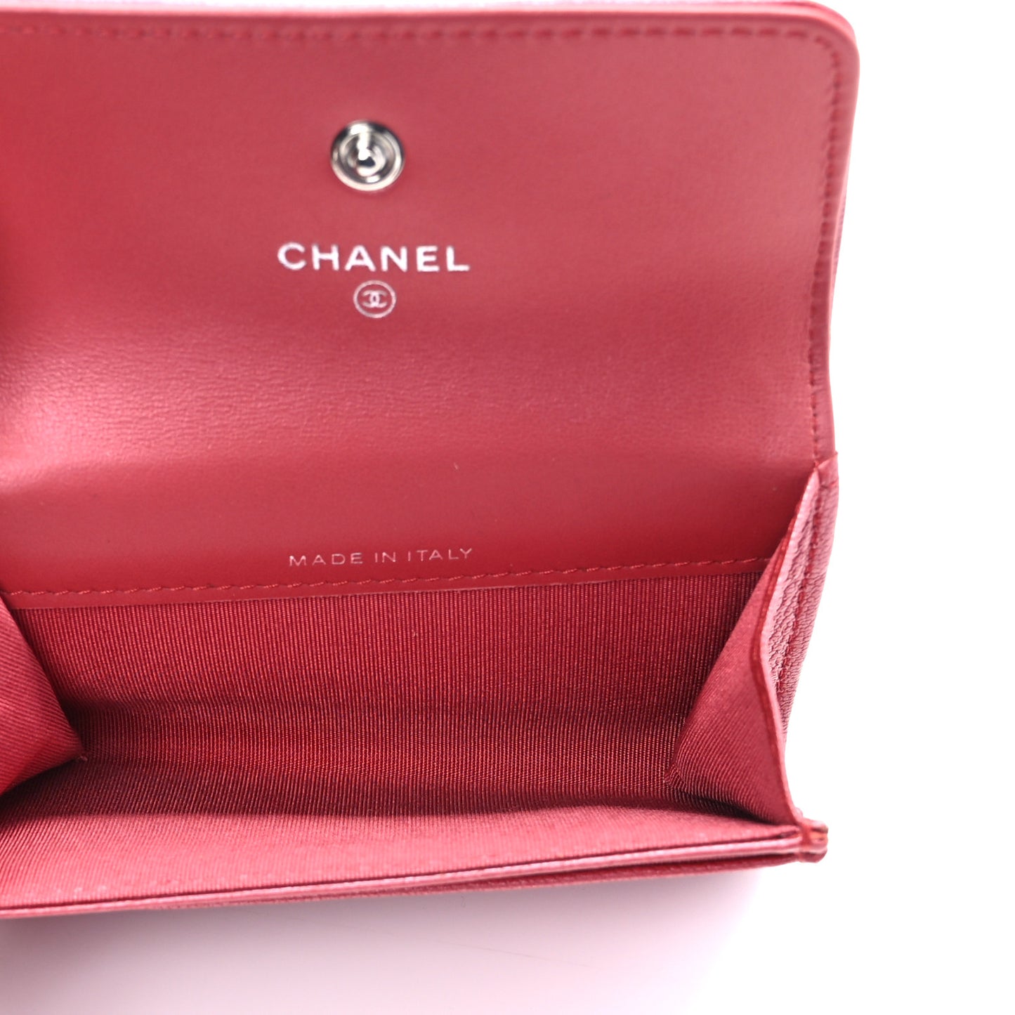 Goatskin Camellia Embossed Card Holder Wallet Pink