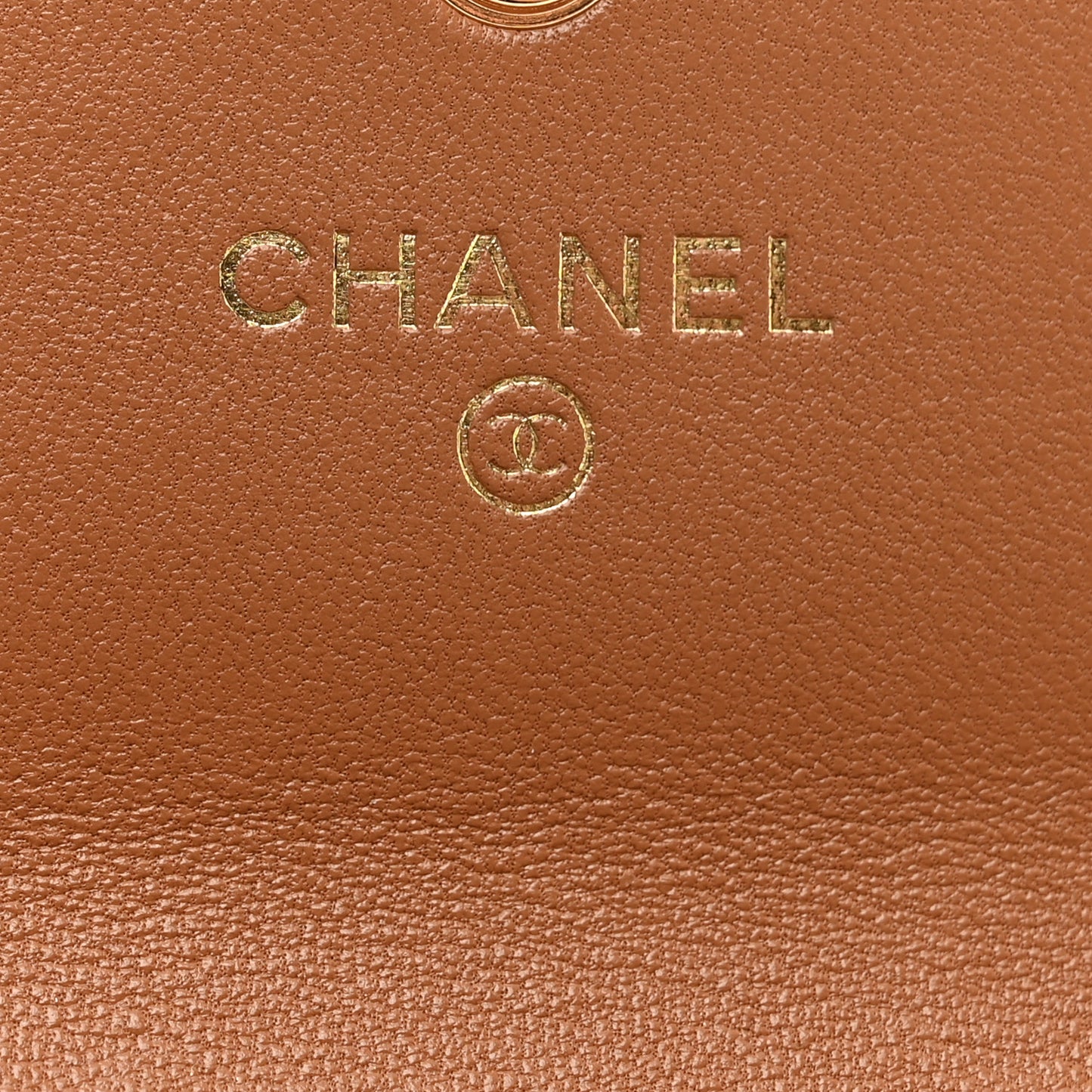 Lambskin Quilted Chanel 19 Flap Card Holder Brown