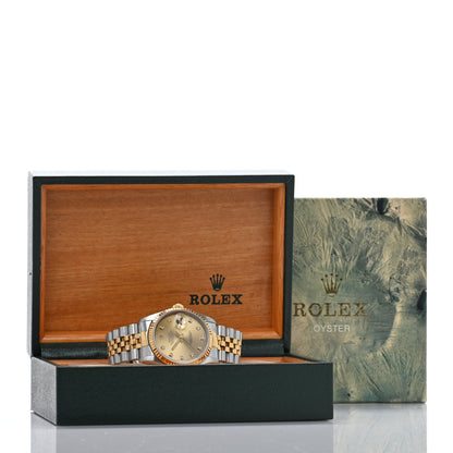 Rolex Stainless Steel 18K Yellow Gold Diamond 36mm Oyster Perpetual Datejust Watch Champagne 16233 5 of 5