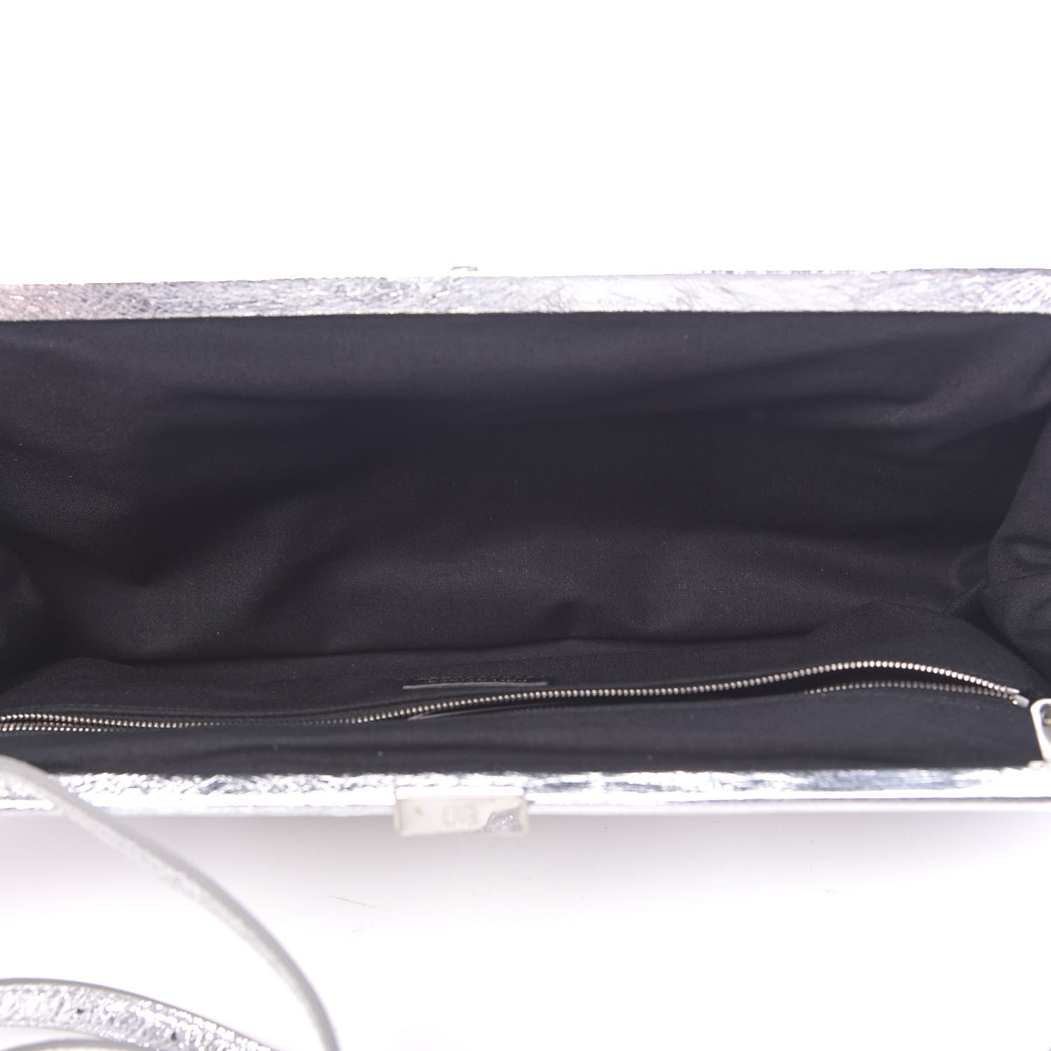 Balenciaga Metallic Textured Calfskin Logo XL Cloud Clutch Silver 5 of 10