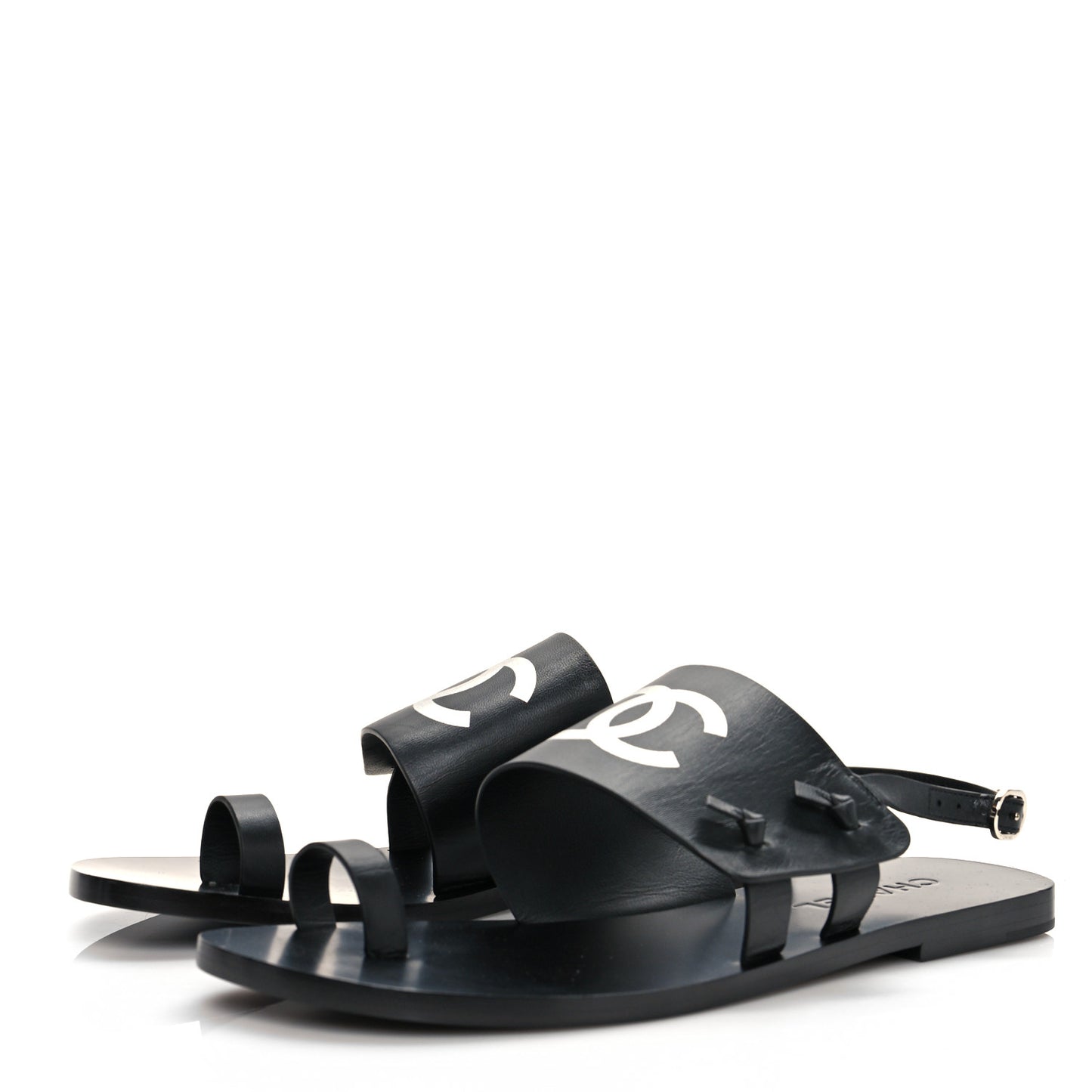 Goatskin CC Sandals 38 Black