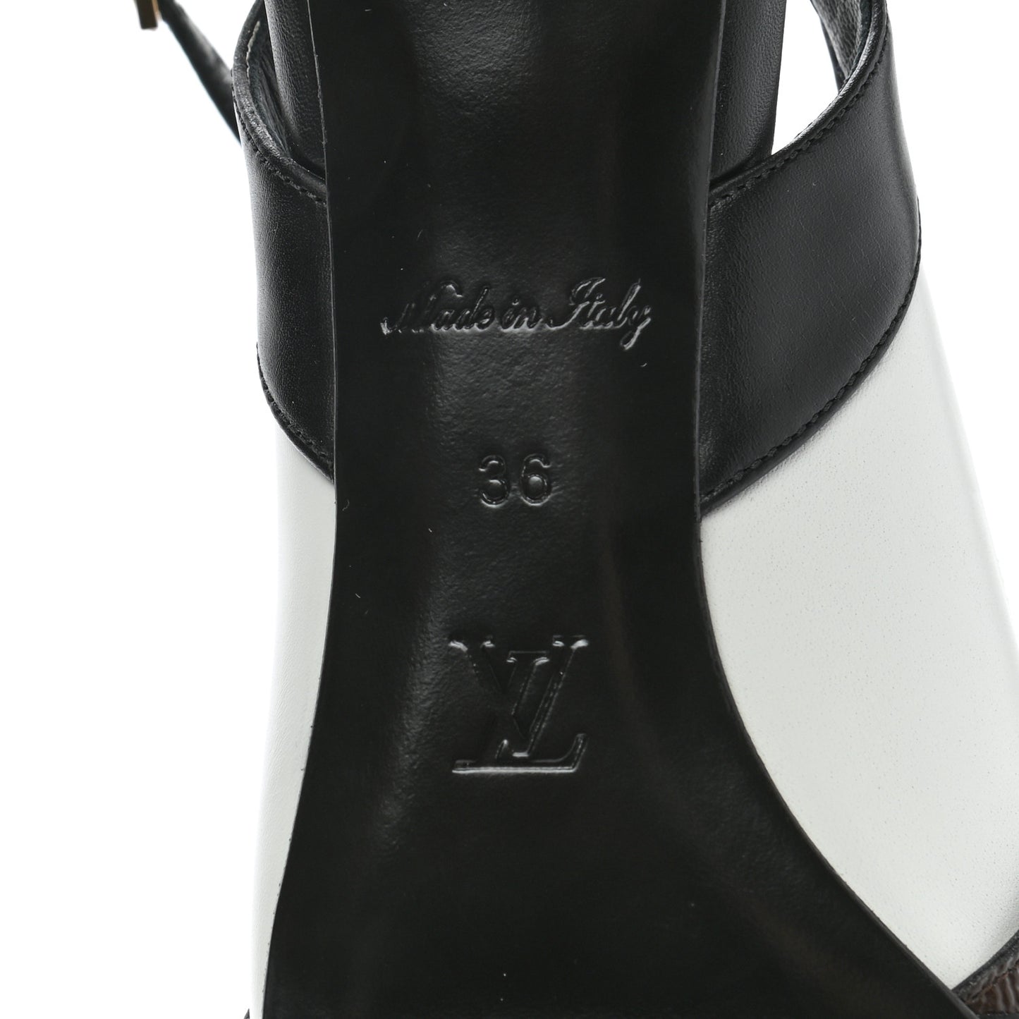 Calfskin Line Up Slingback Pumps 36 Black White