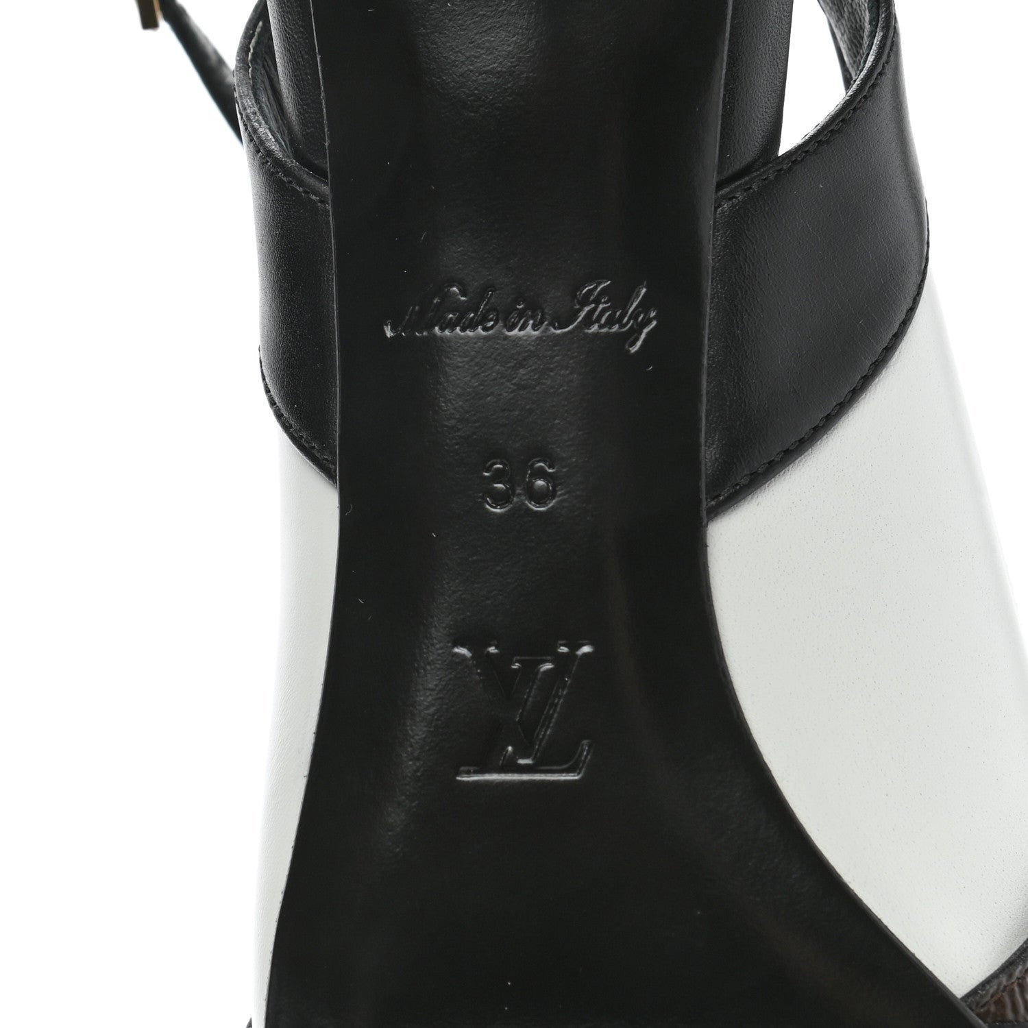 Louis Vuitton Calfskin Line Up Slingback Pumps 36 Black White 6 of 8