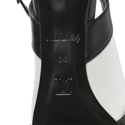 Louis Vuitton Calfskin Line Up Slingback Pumps 36 Black White 6 of 8