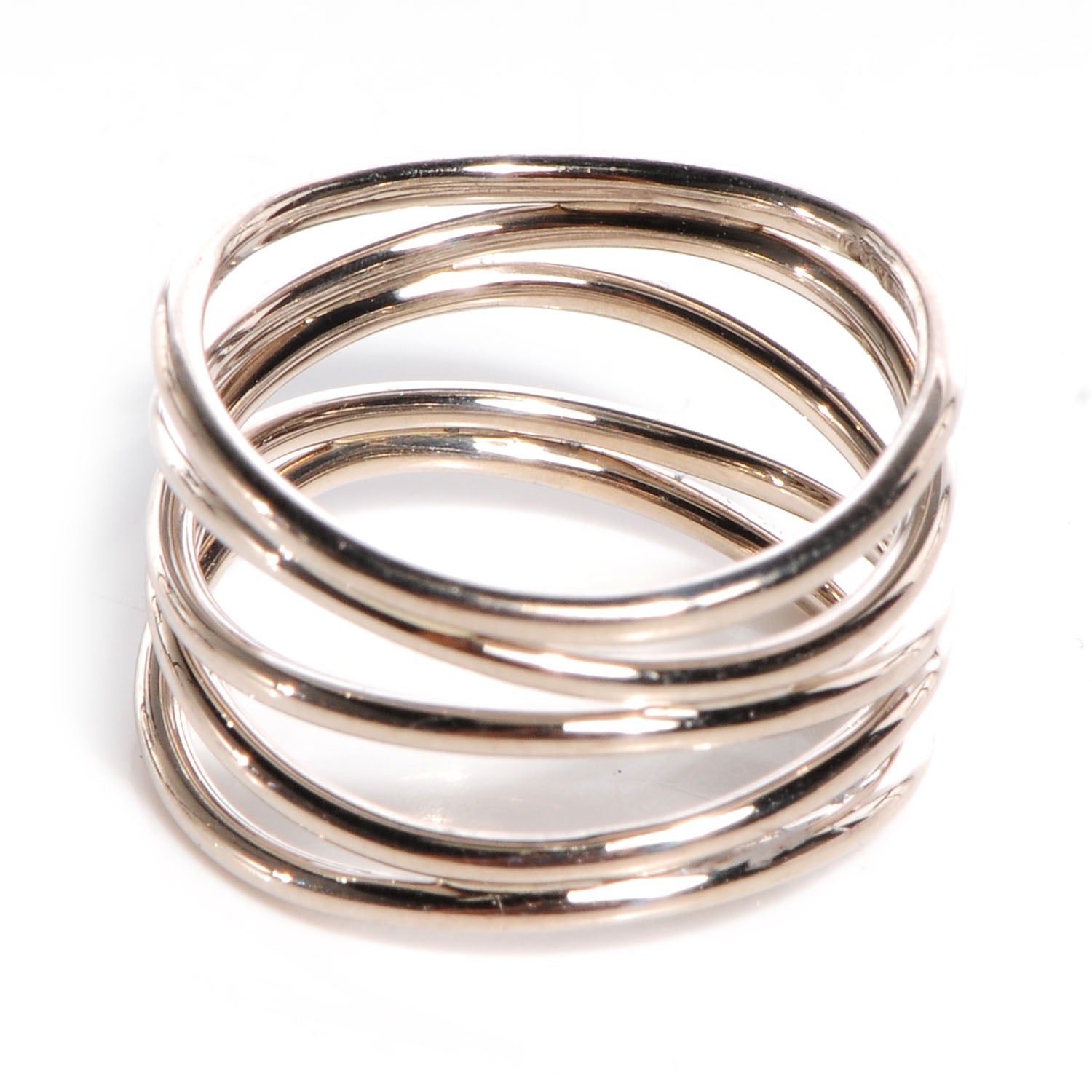 Tiffany 18K White Gold Elsa Peretti Wave Five Row Ring 5 3 of 5