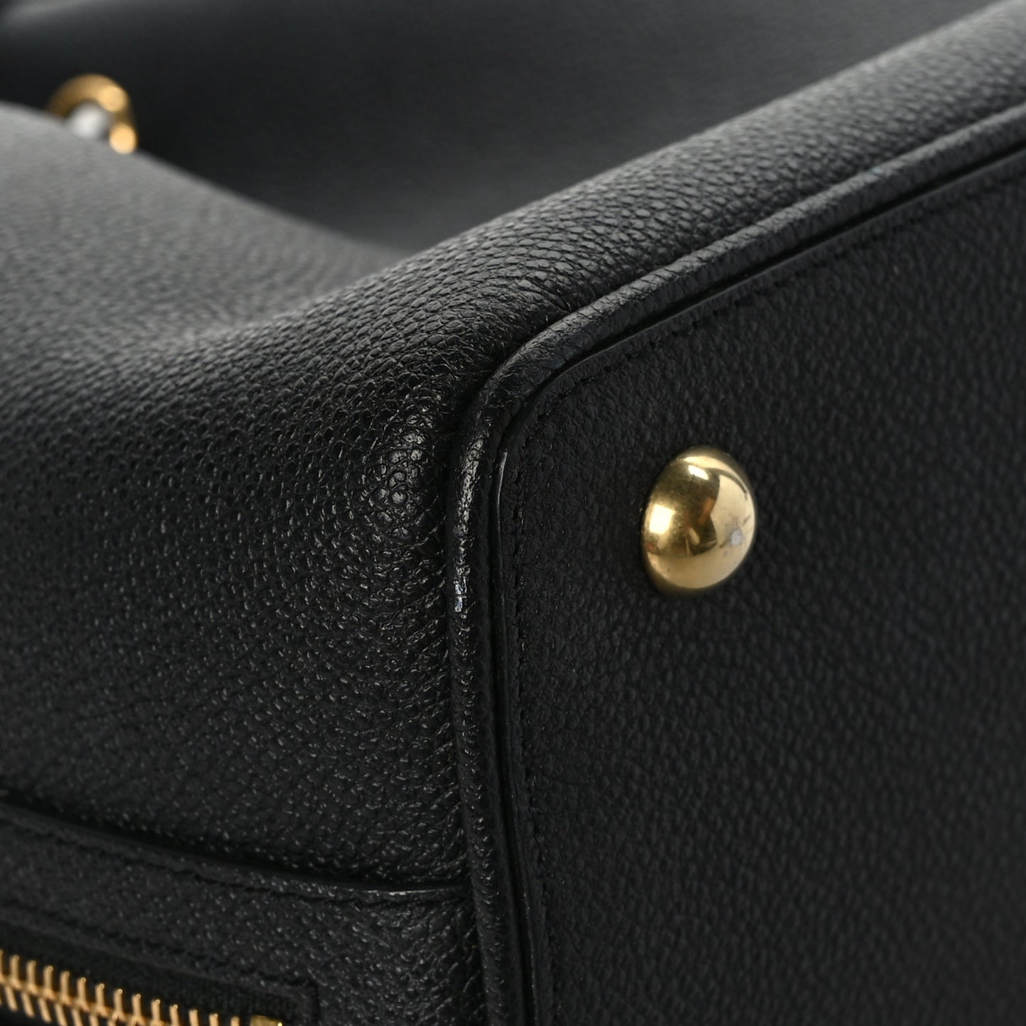 Grained Calfskin Medium Emmanuelle Bucket Bag Black