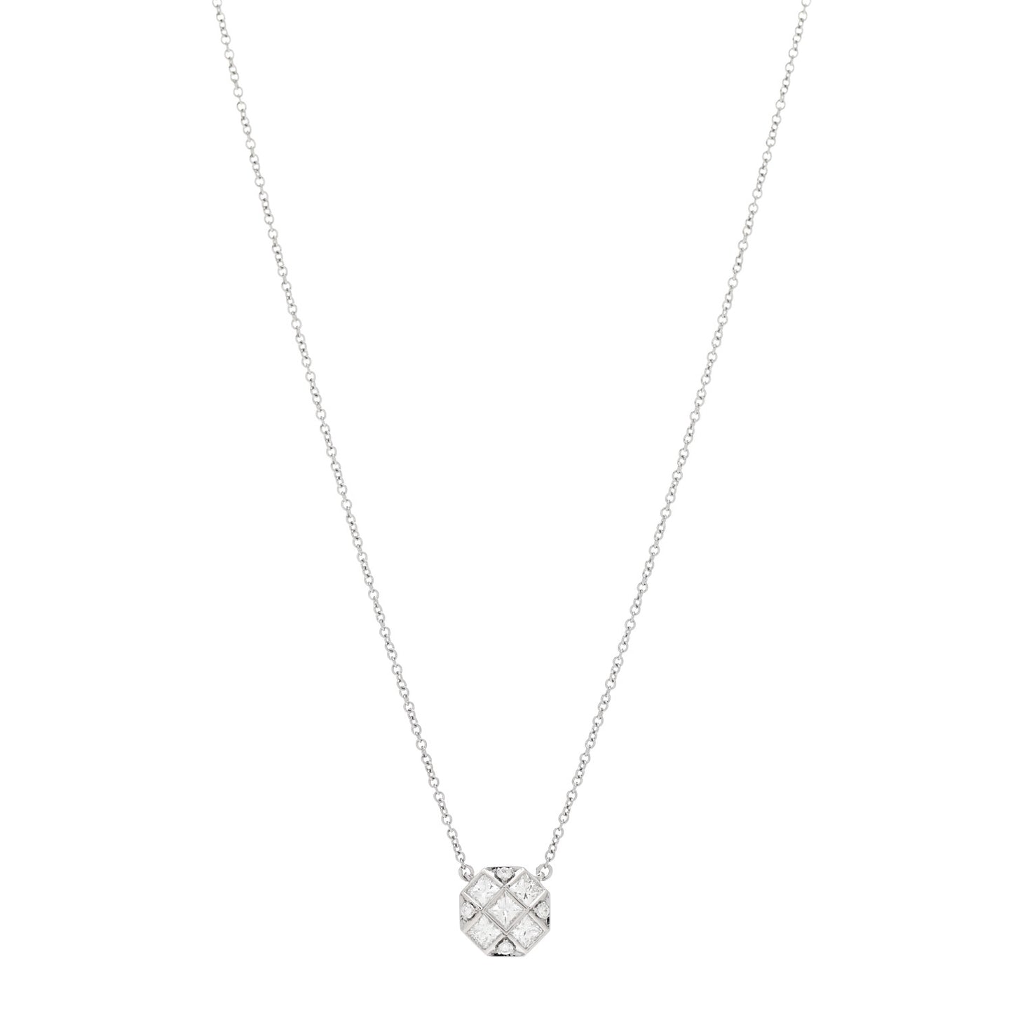 Platinum Diamond Mosaic Pendant Necklace