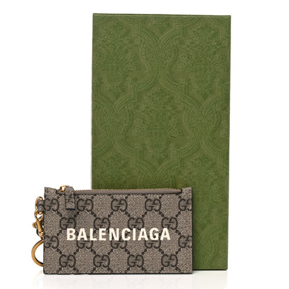 Gucci X BALENCIAGA GG Supreme Monogram Logo Card Case With Strap Beige Ebony 7 of 7