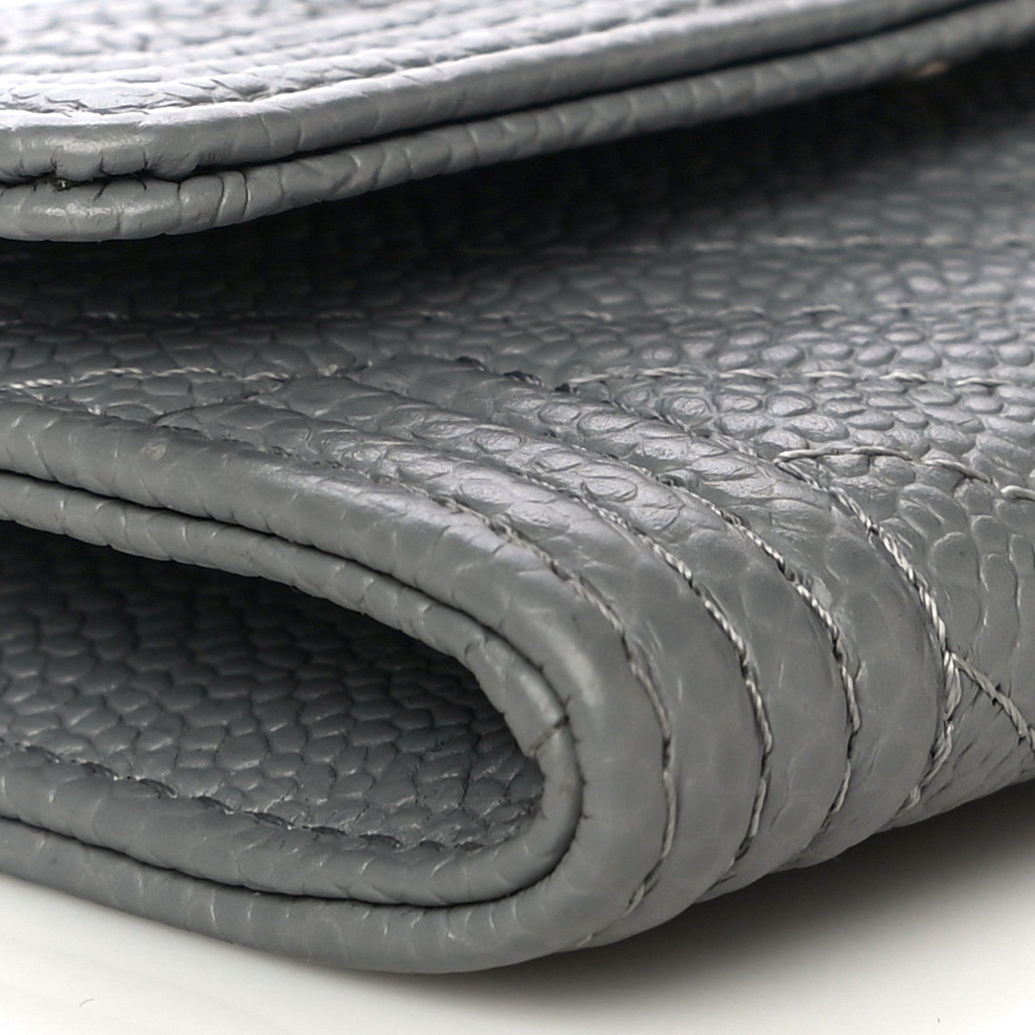 Chanel Caviar Chevron Quilted Boy Card Holder Grey 10 of 13