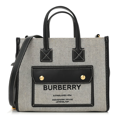 Burberry Canvas Smooth Calfskin Mini Two Tone Freya Tote Black 1 of 11