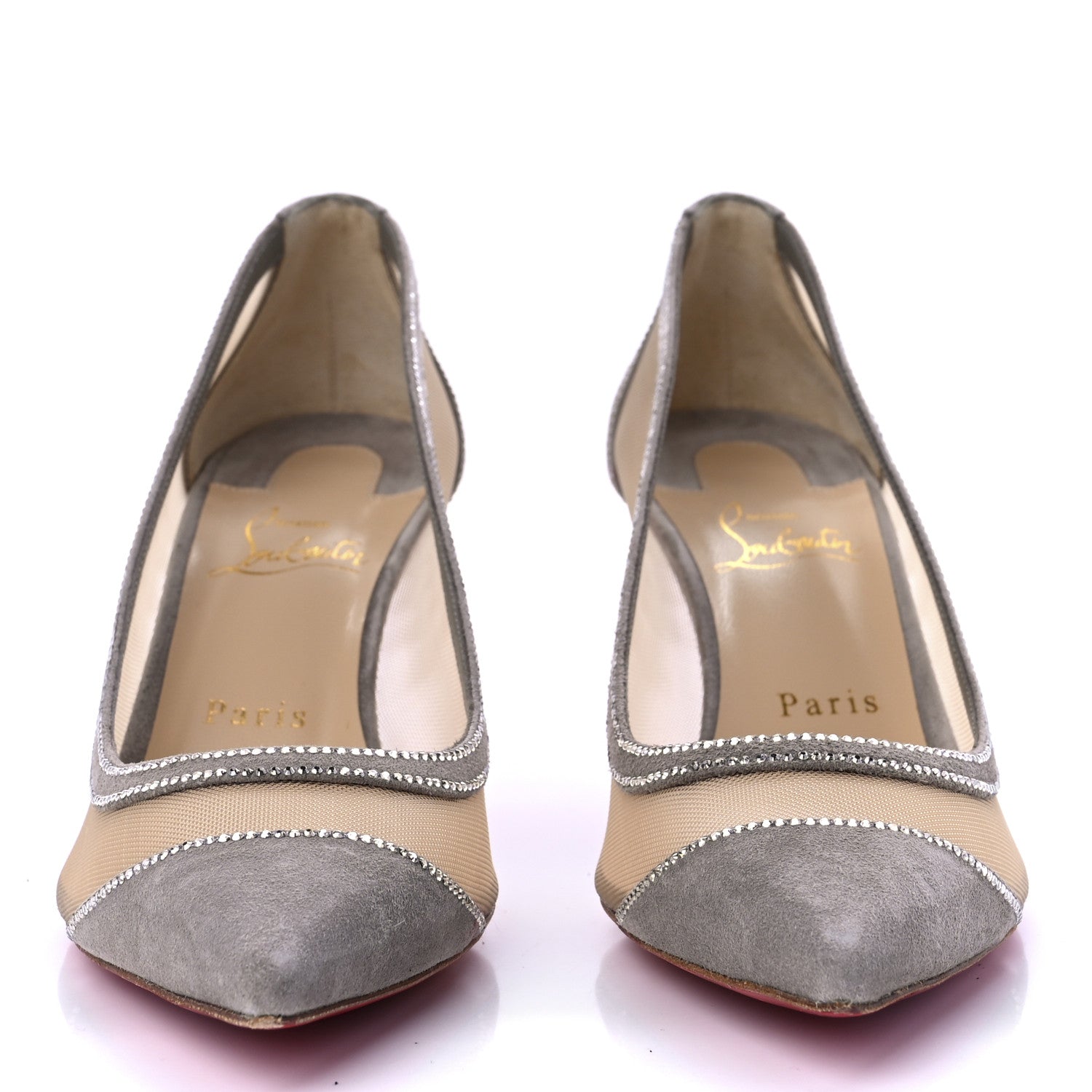 Christian Louboutin Veau Velours Crystal Rete Galativi 70 Pumps 39 Grey 2 of 9