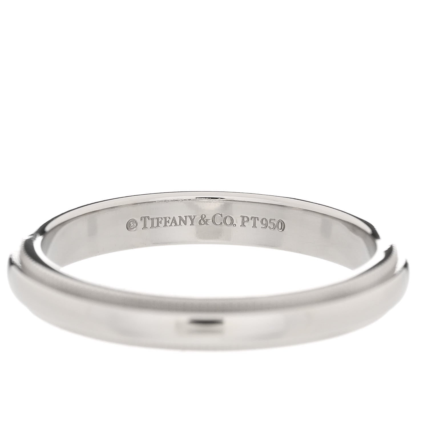 Tiffany Platinum 3mm Together Milgrain Wedding Band Ring 55 7.25 4 of 4